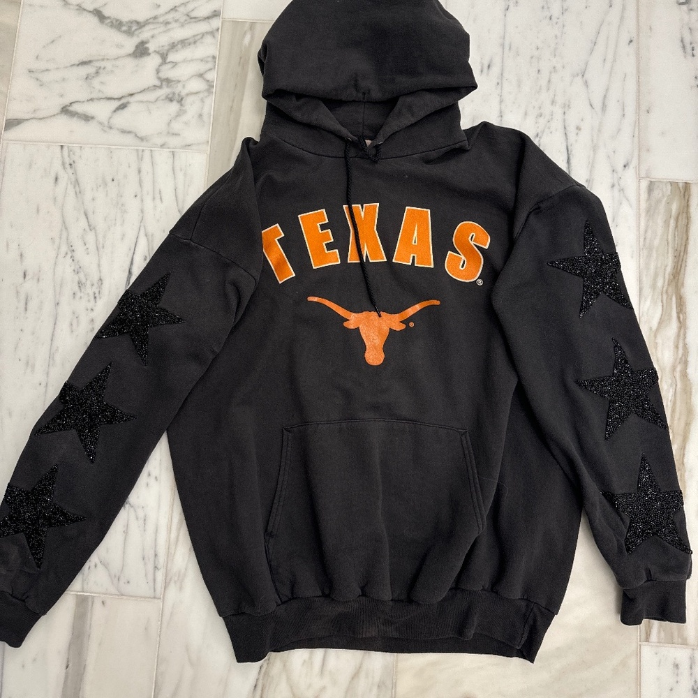 Vintage embellished university of Texas black hoodie